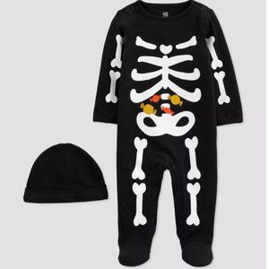 Baby Boys Girls Carter's Halloween SKELETON Sleep & Play Hat Size NB 3 6 mo NWT